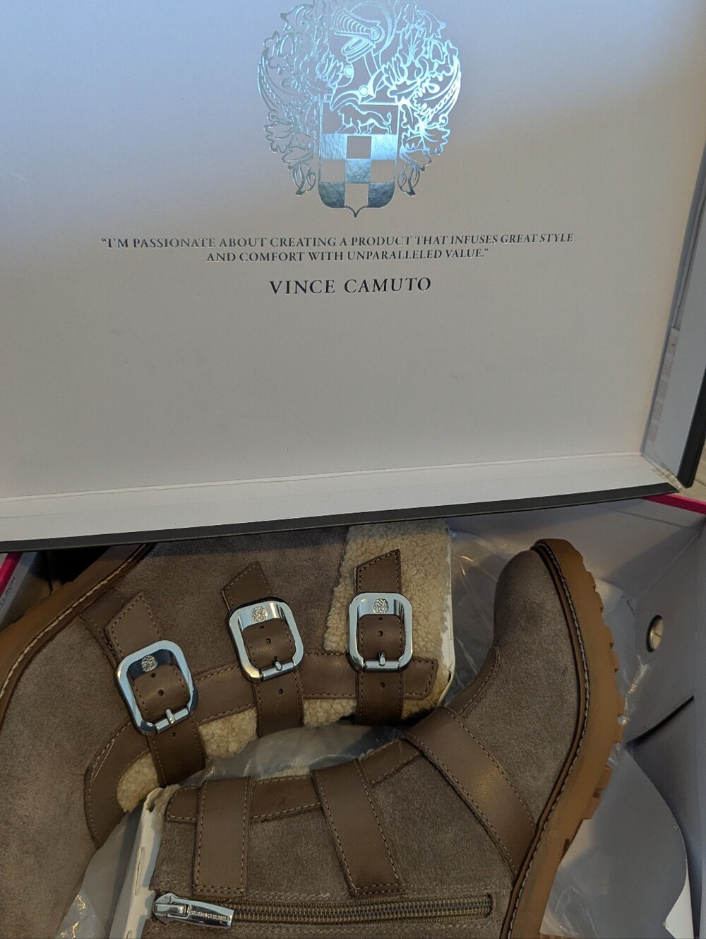 Vince Camuto Klerica Leather and Faux Fur Moto/Hiker Boot - Picture 3 of 9